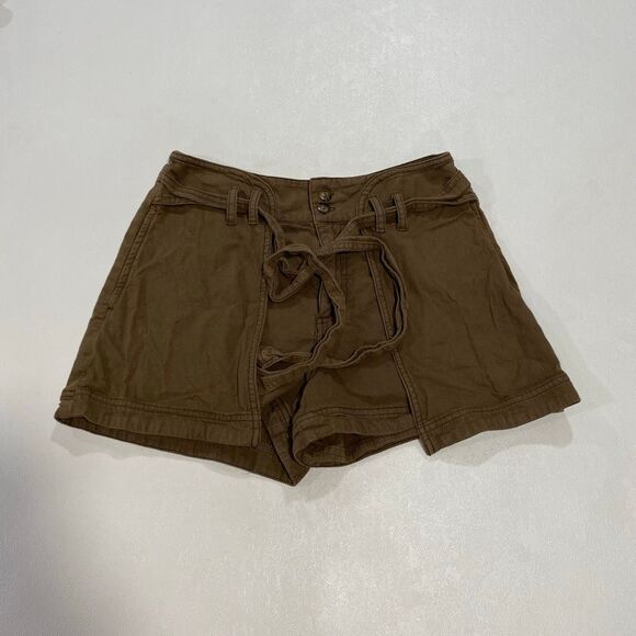 Free People Pants - Free People Brown High Rise Tie Waist Utility Shorts Size 2
